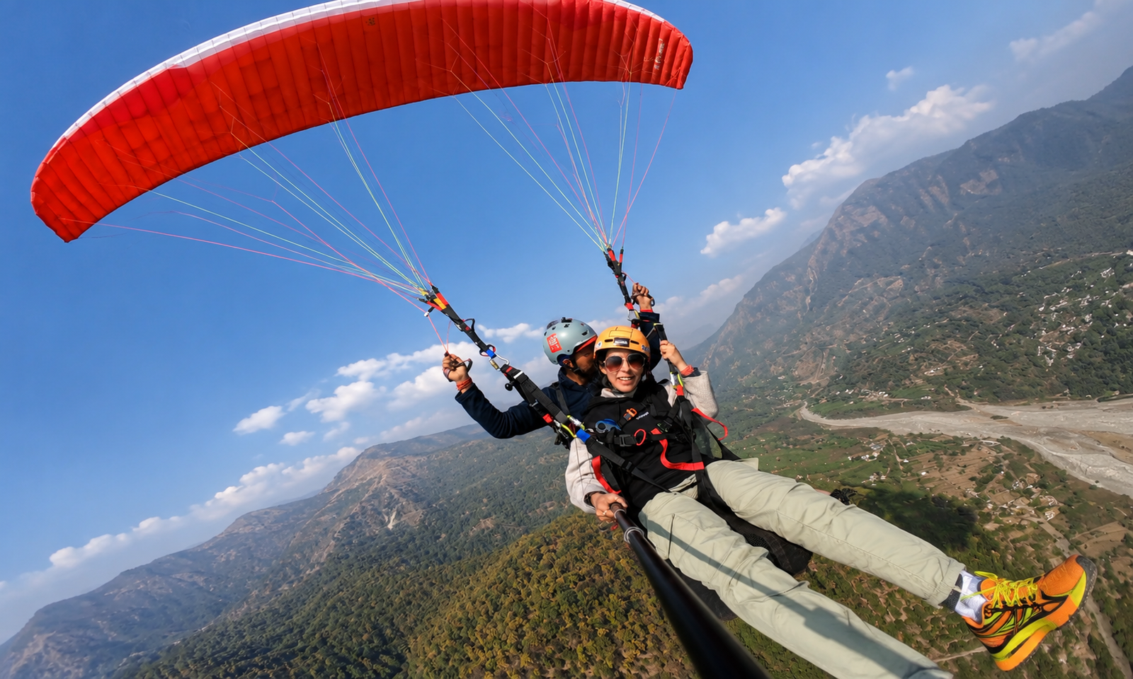 Tandem paragliding over Kotabagh valley.