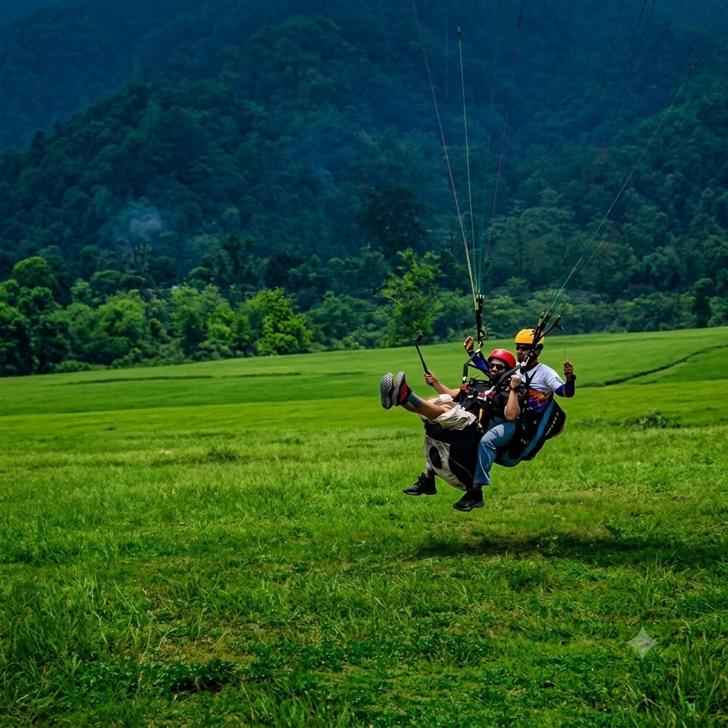 Paraglider landing in Kotabagh.